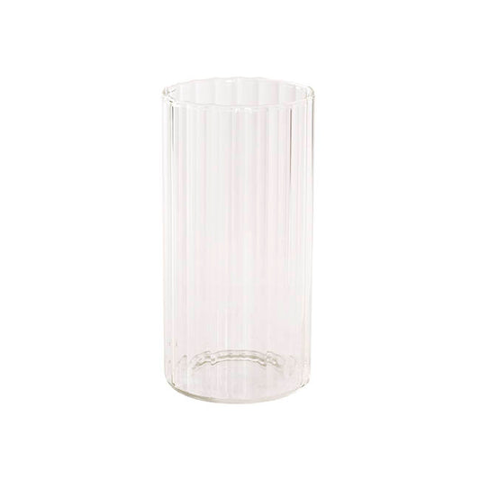 Glass Cylinder Vase Ribbed Clear